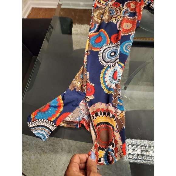 Win Win Women's Multicolor Polyester Mid Rise Slit Accents Trouser Size X-Large - Picture 10 of 12